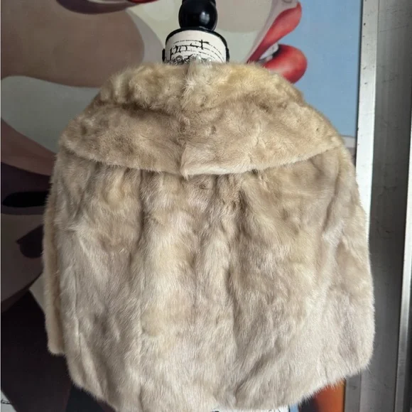 Vintage 1950s Marshall field & Company RARE sapphire mink fur coat cape - Picture 3 of 11